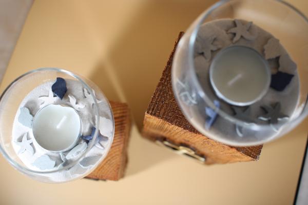 Teelichhalter Glas mit Anker 2er Set